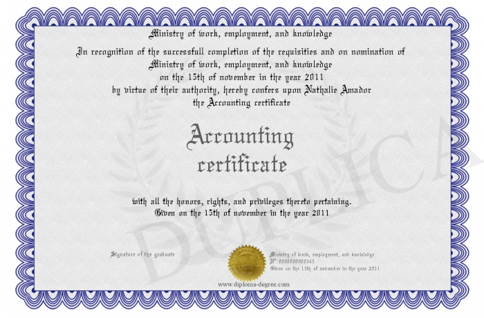 Accounting certificate