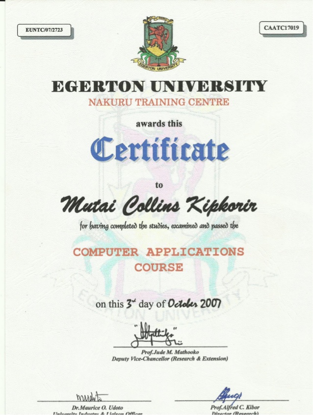 Application Certificate