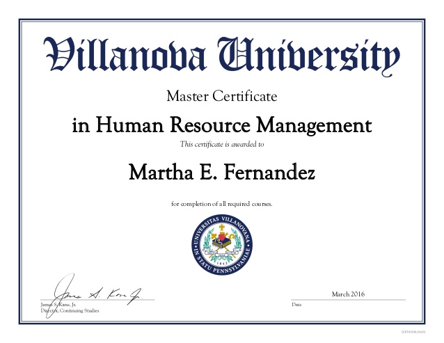 Certificate of Achievement in Human Resources Management