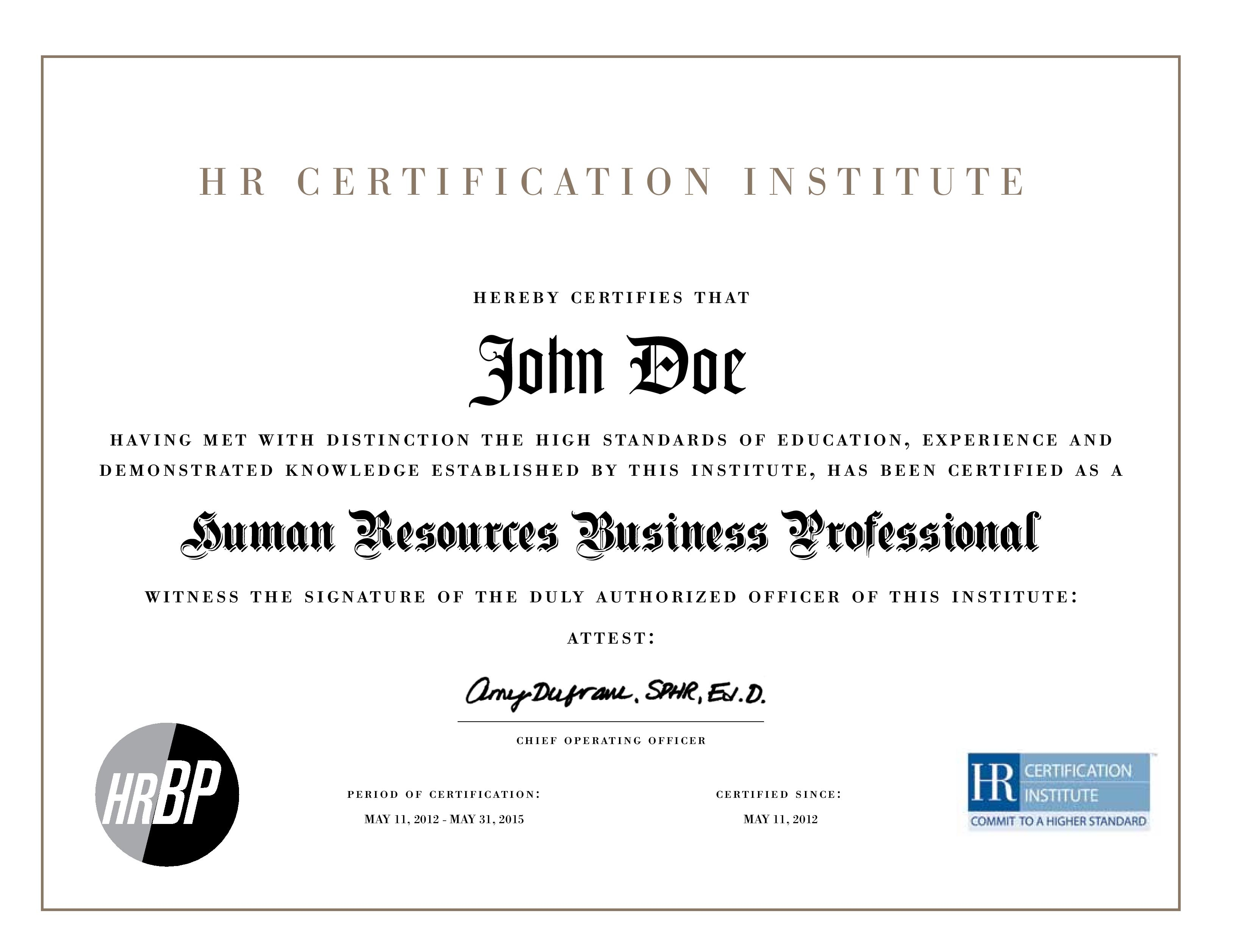 The Japan HR Society (JHRS) HR Certification