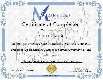 Business Management Certification Course Certificate of Completion