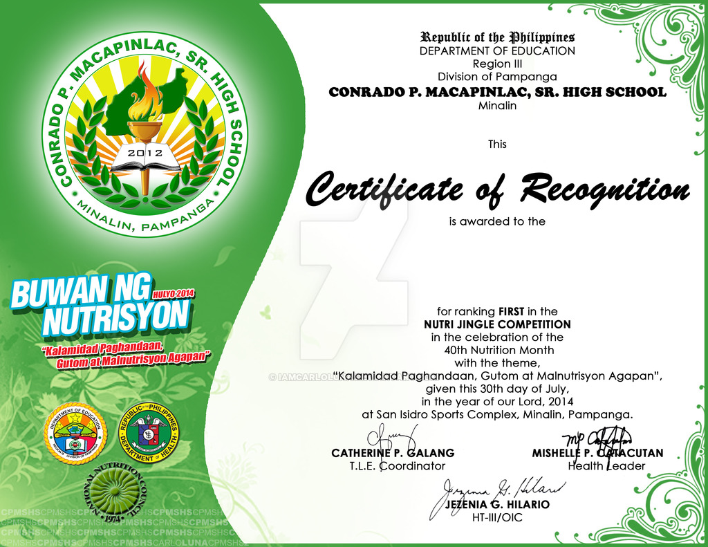 Nutrition Month Certificate by iamcarloluna on DeviantArt