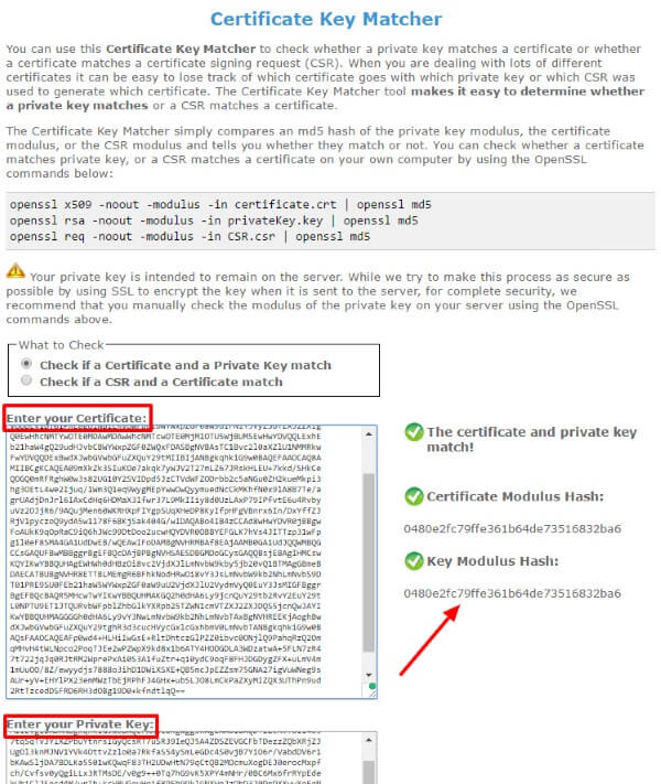 SSL Key Matcher Tool Match CSR and Private Key