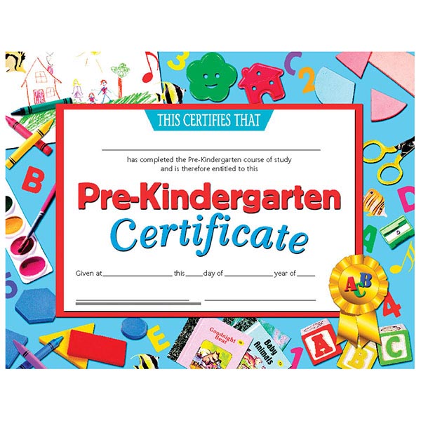 Hayes Publishing VA699 Pre Kindergarten Certificate | SCHOOLSin