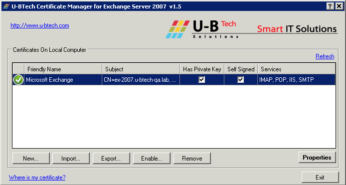 Certificate Manager for Exchange 2007 | U BTech Solutions