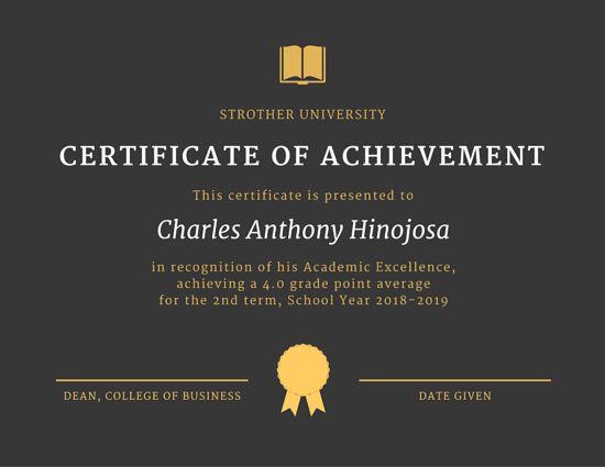 Achievement Certificate Templates Canva