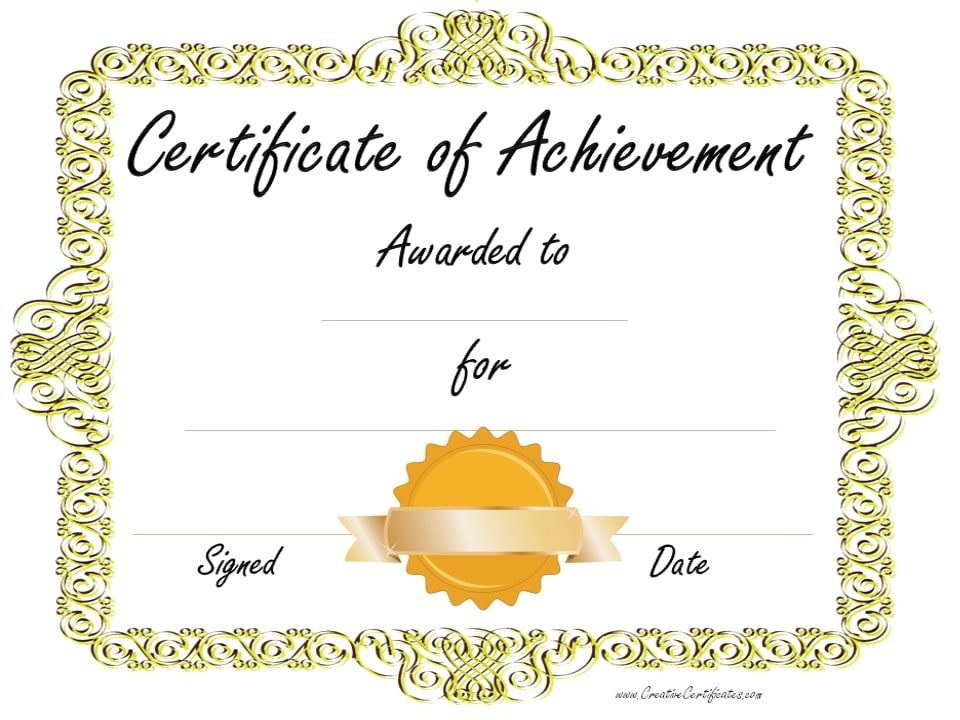 Free Customizable Certificate of Achievement