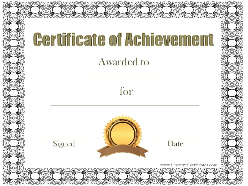 Free Customizable Certificate of Achievement