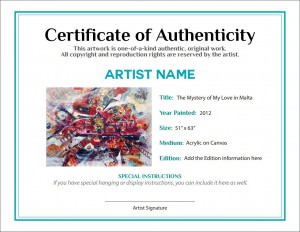 Free Certificate of Authenticity Template