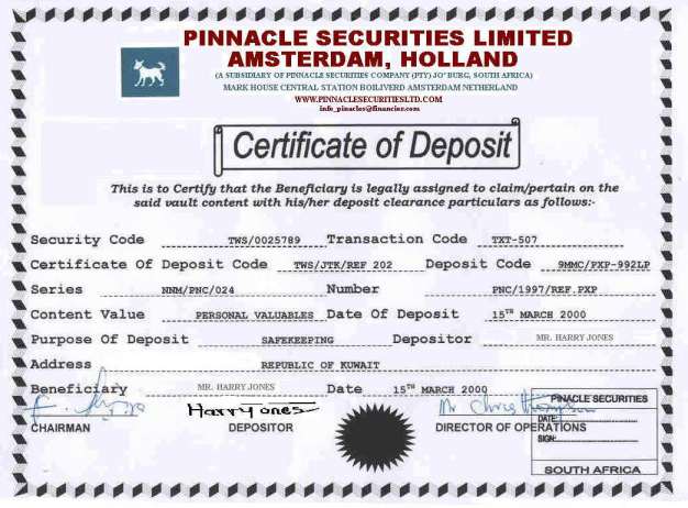 Certificate Of Deposit certificates templates free