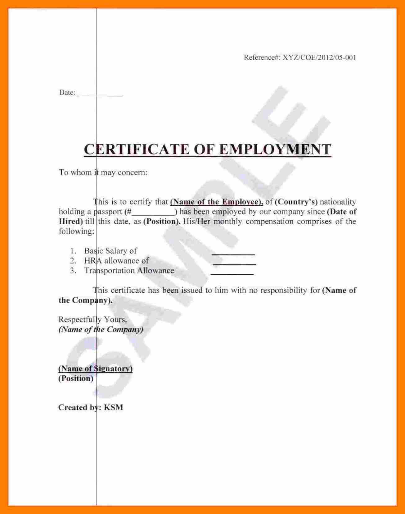 21+ Sample Certificate of Employment Templates Free Sample 