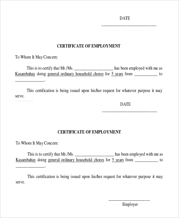 Request Letter Format For Certificate Of Employment Choice Image 