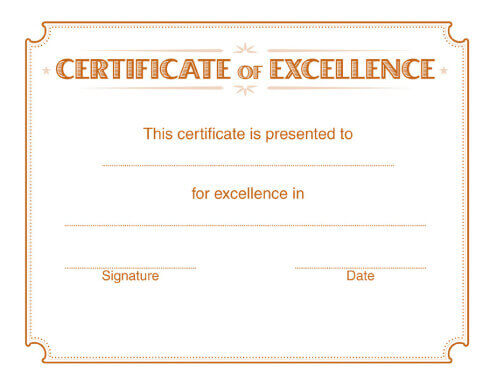 5 Free Printable Certificates of Excellence Templates