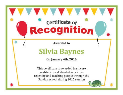 Certificate of Recognition Template