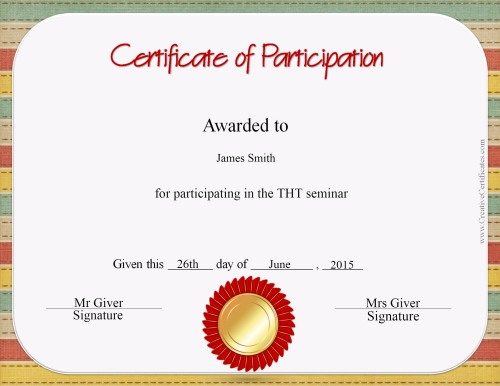 Free Certificate of Participation | Customize Online & Print