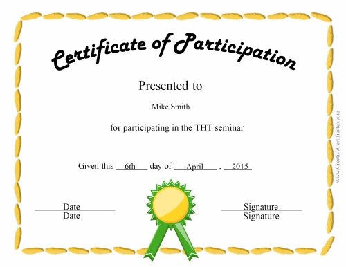 Free Certificate of Participation | Customize Online & Print
