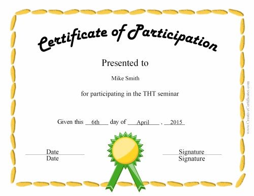 Free Certificate of Participation | Customize Online & Print Free Certificate of Participation | Customize Online & Print