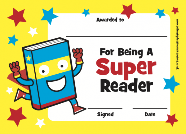 Super Reader Certificate Ready Made