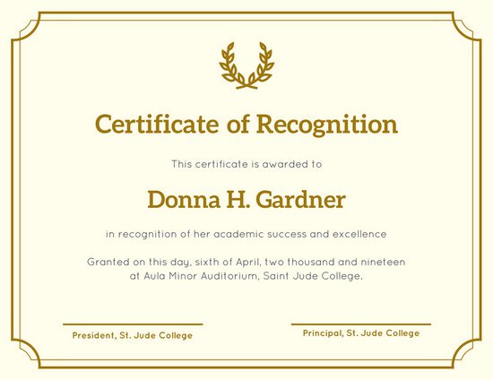 Recognition Certificate Templates Canva