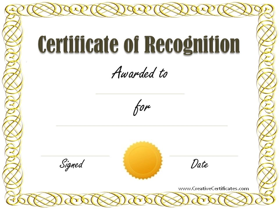 Free certificate of recognition template | Customize online