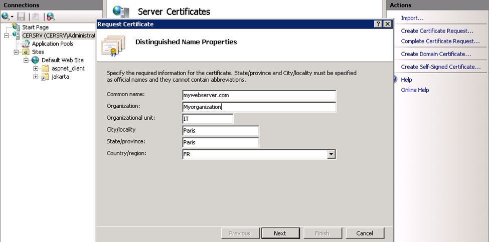 How to Create a IIS 7 Web Server Certificate Signing Request (CSR 
