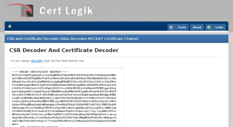 Access certlogik.com. CSR Decoder and Certificate Decoder | CSR 