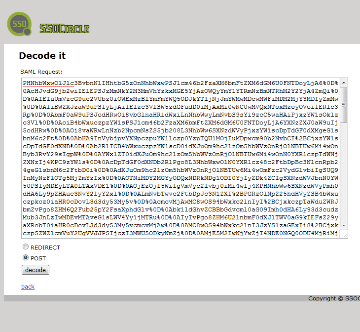 SAML Request Online Decoder / Encoder SAML Request Online Decoder / Encoder