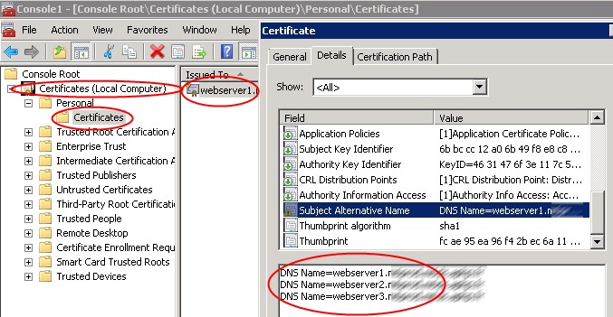 ldap389Powershell: Enterprise CA, Create SAN certificates for IIS7 