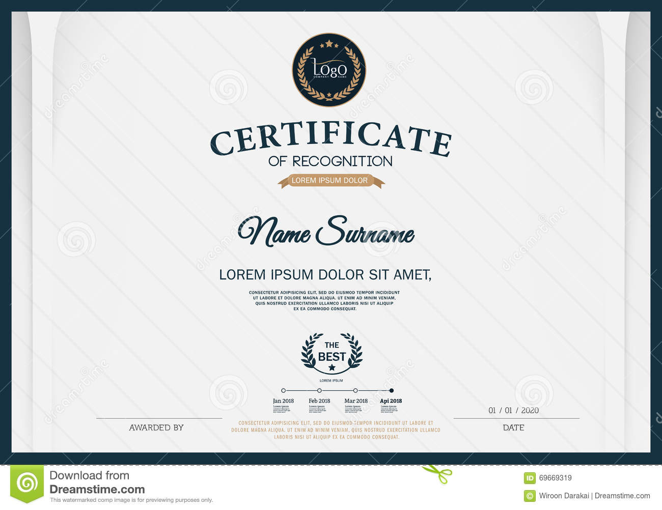 Certificate OF RECOGNITION Frame Design Template Layout Template 