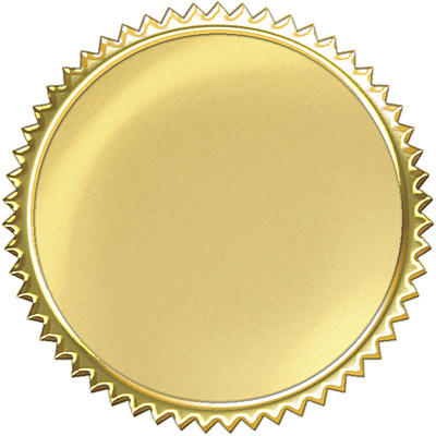 32 Gold embossed congratulations certificate award seal stickers 