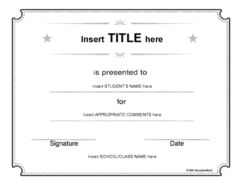 Generic Certificate Template | Education World