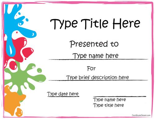 free kids certificate templates free printable award certificate 