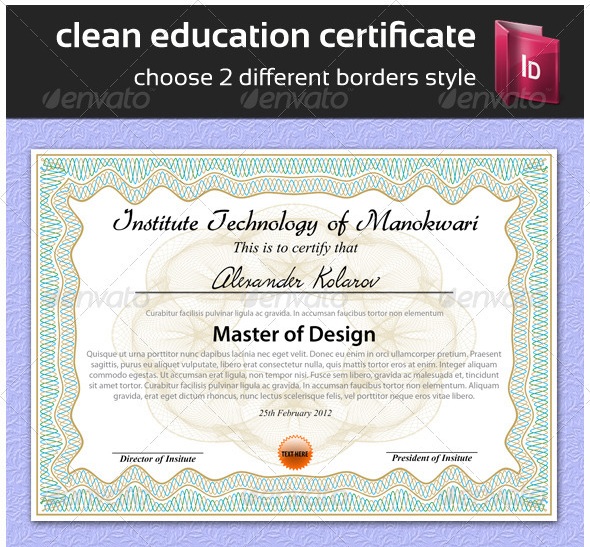 Certificate Template Indesign | recommendation letter template