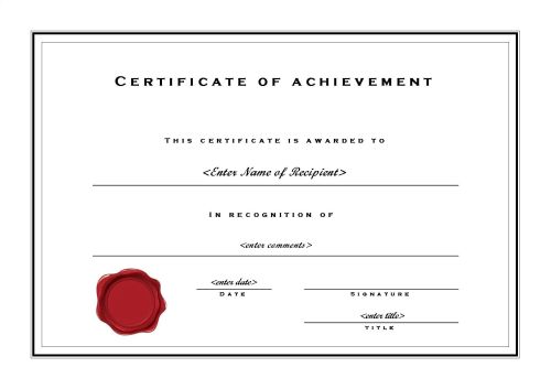 Certificate of Achievement 002 Certificate of Achievement 002