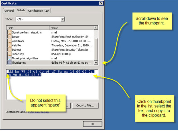 Finding the Thumbprint of a Certificate Coveo Platform 7 