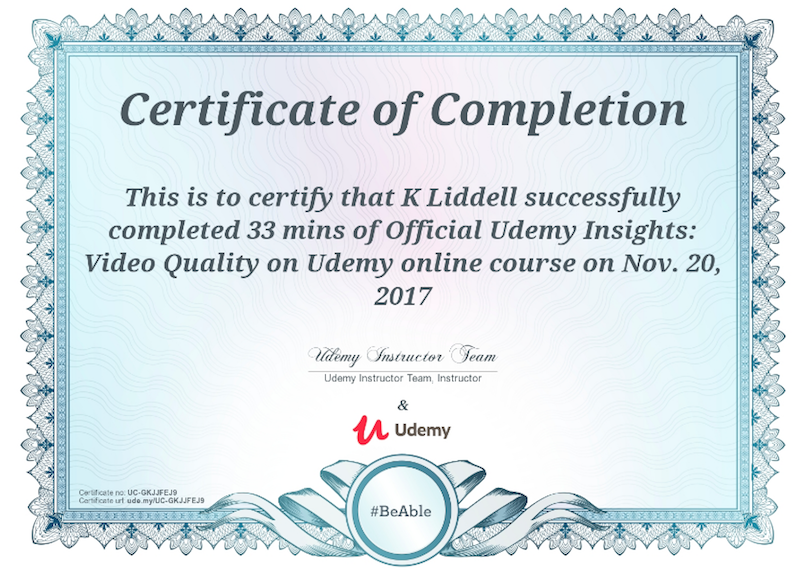 Certificate of Completion – Udemy