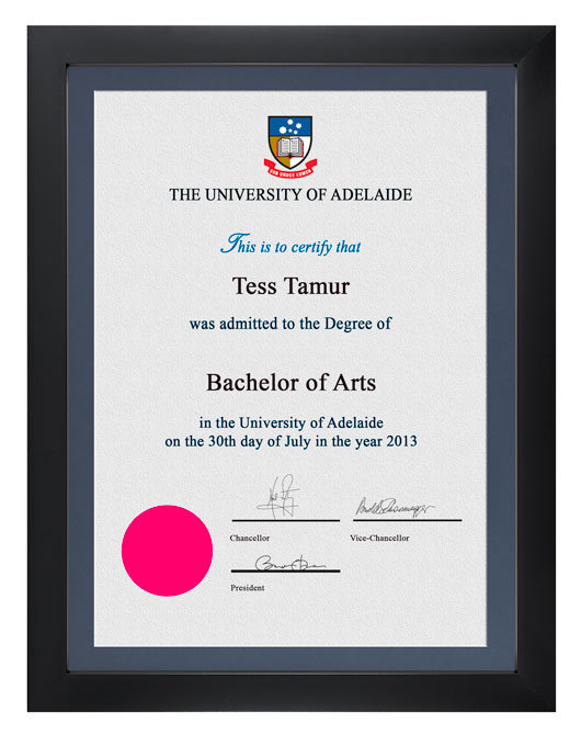 Degree Certificate Frame for University of Adelaide | GownTown