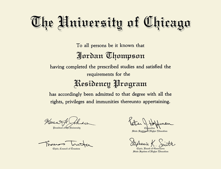 University of Chicago Gold Embossed Certificate Frame in Cambridge 