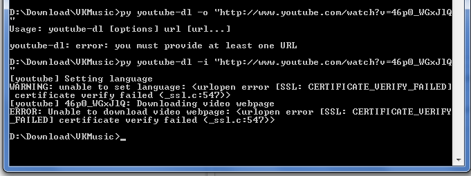 ERROR: Unable to download video webpage: 