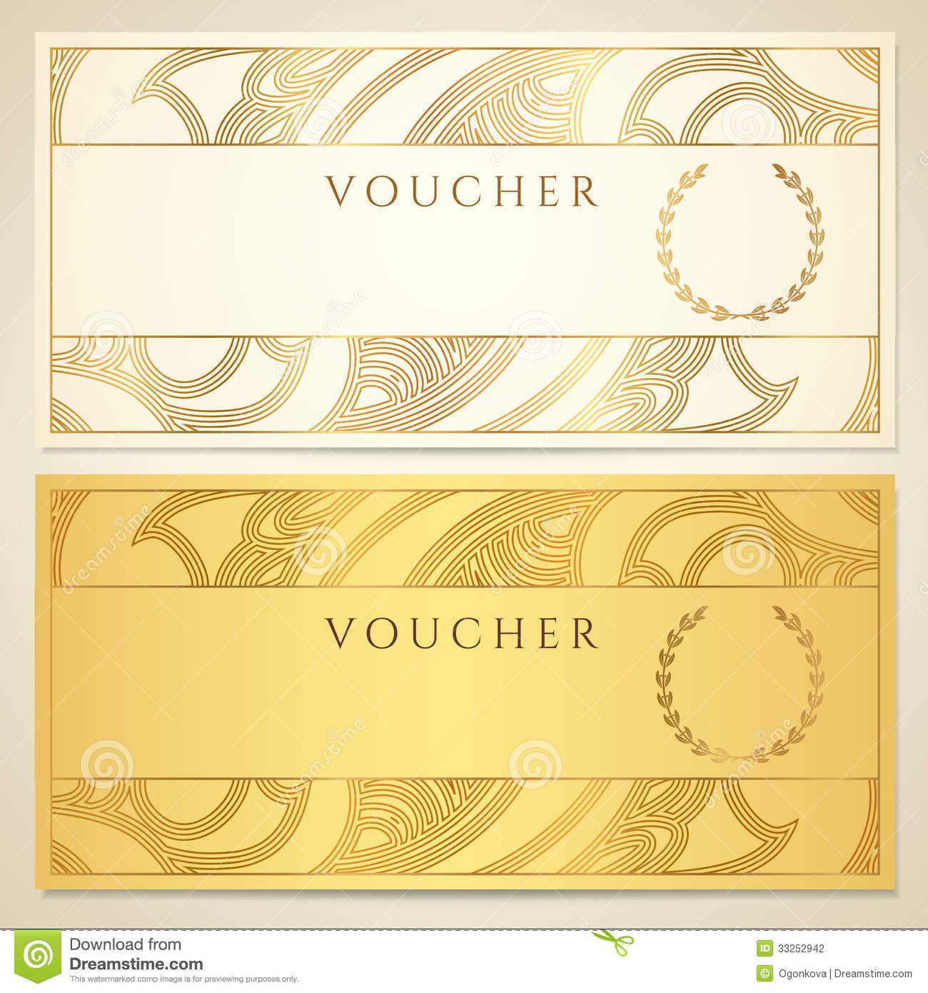 Voucher, Gift Certificate, Coupon Template. Stock Photo Image 