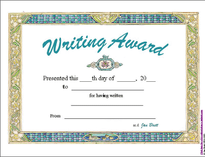 Writing Competition Award Certificate Template for MS Word 