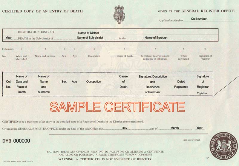 uk death certificate template uk birth marriage and death 