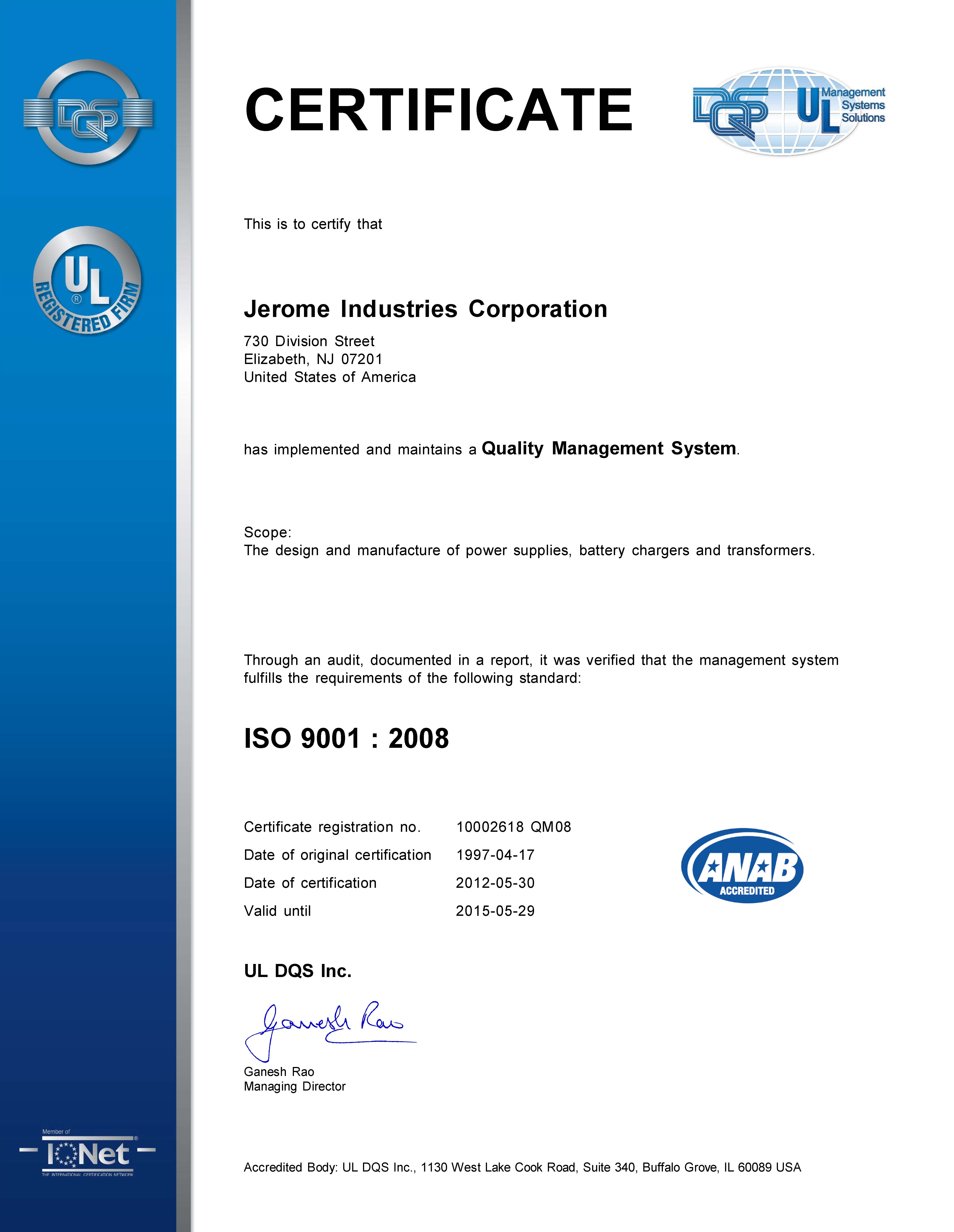 ISO CERTIFICATION