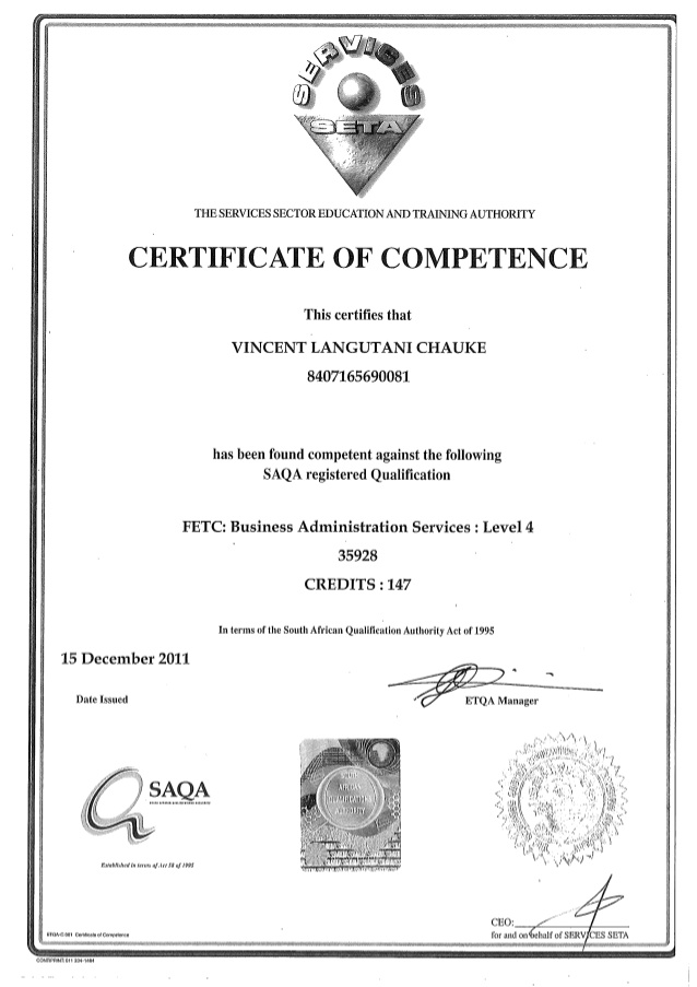 Administration NQF Level 4 Certificate