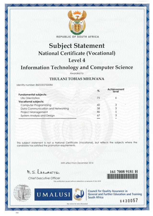 Level 4 Certificate