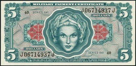 Value of Series 641 $5 Military Payment Certificate | Antique Money
