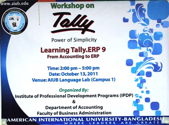 Workshop on “Learning Tally.ERP 9 – From Accounting to ERP 