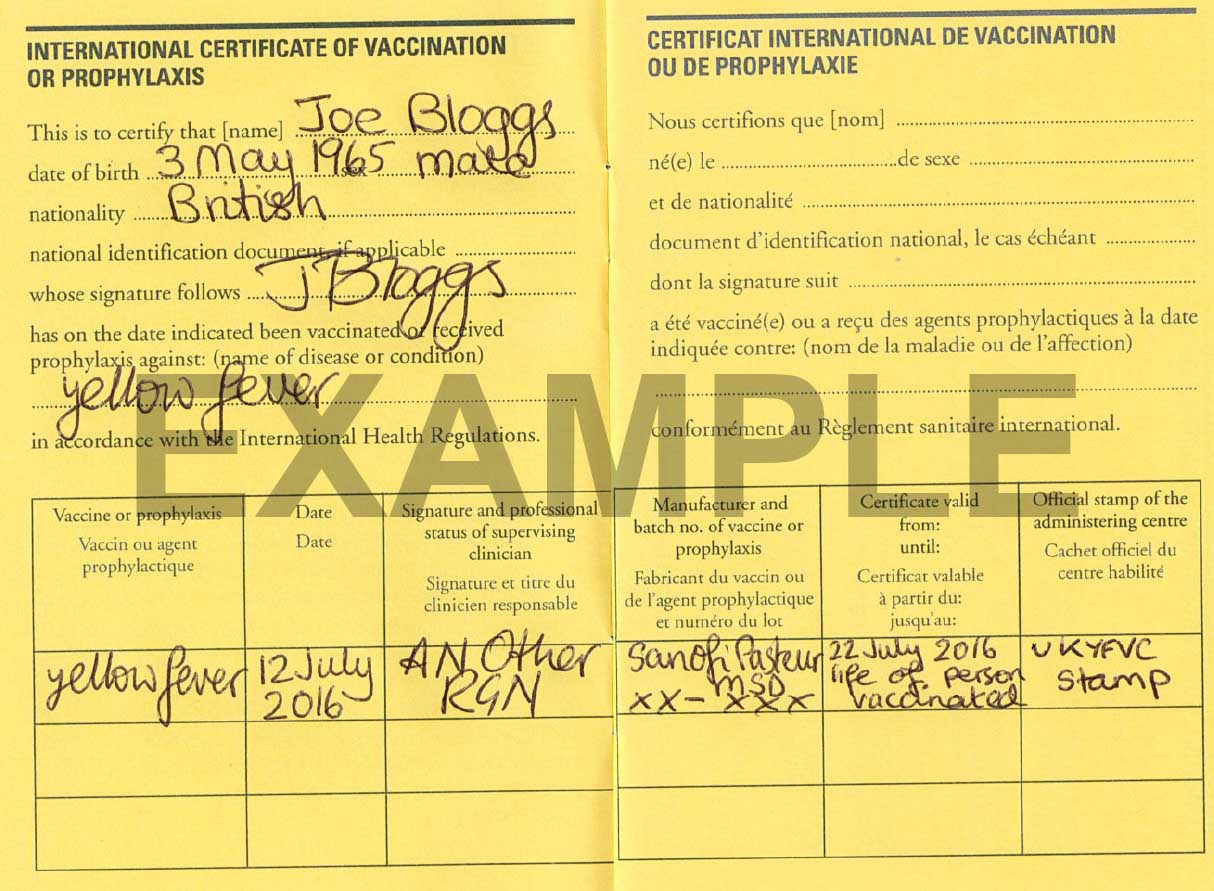 NaTHNaC Changes to Yellow Fever Certificates 11 July 2016