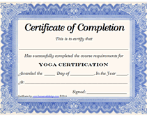 Yoga Certification Certificate Printable Templates